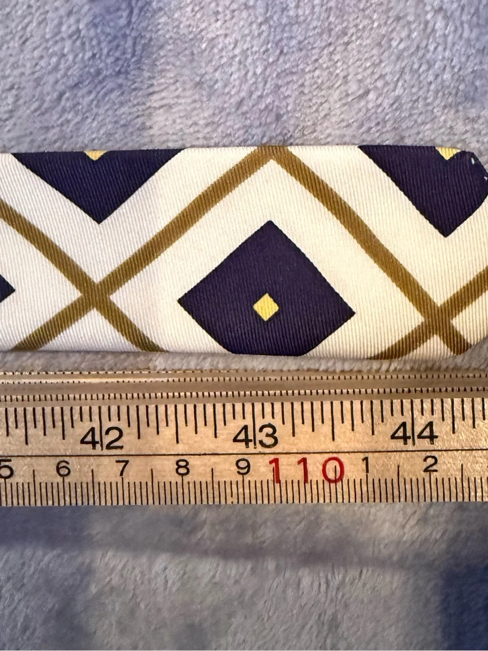 J. Crew 100% Silk D-Ring Ribbon Belt Womens M/L Navy Gold Geometric Preppy